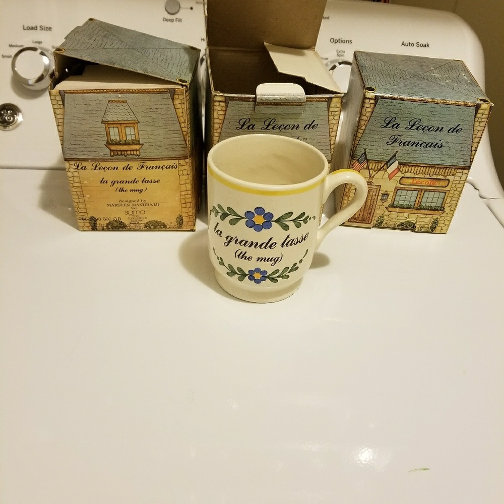 Decorative or useable French mug set of 3